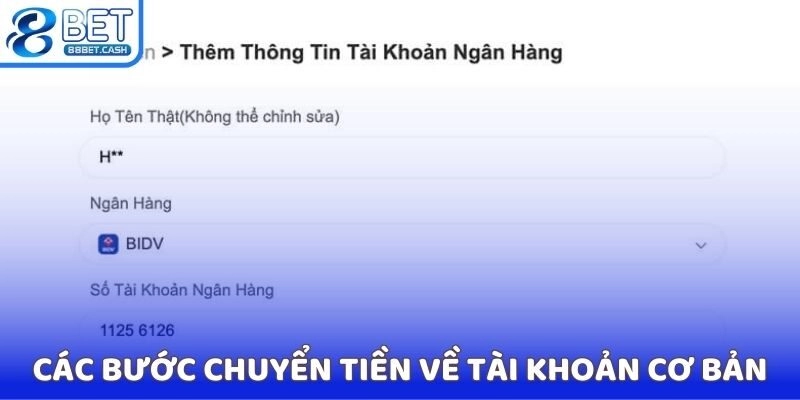 Các bước chuyển tiền về tài khoản cơ bản